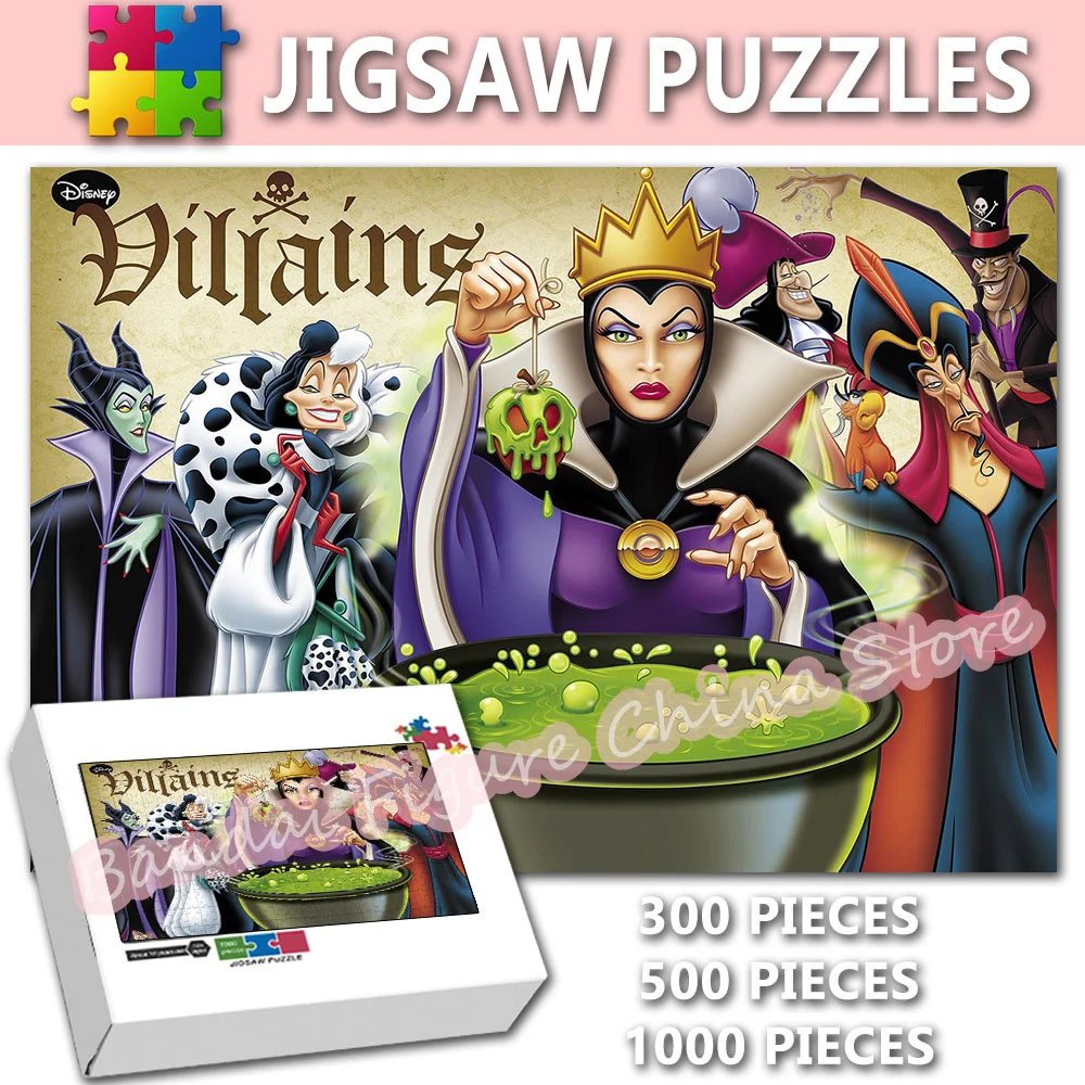 Disney Cartoon Jigsaw Puzzle para crianças, vilões, Úrsula, decoração, festa temática, presentes do jogo, montagem DIY, 300 pcs, 500 pcs, 1000 pcs