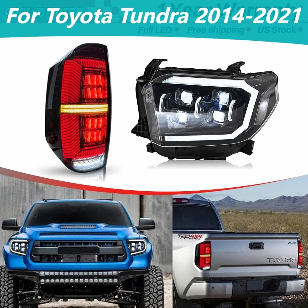 

FULL LED Projector Headlights+Rear Tail Lights Assembly Sets For Toyota Tundra 2014-2021