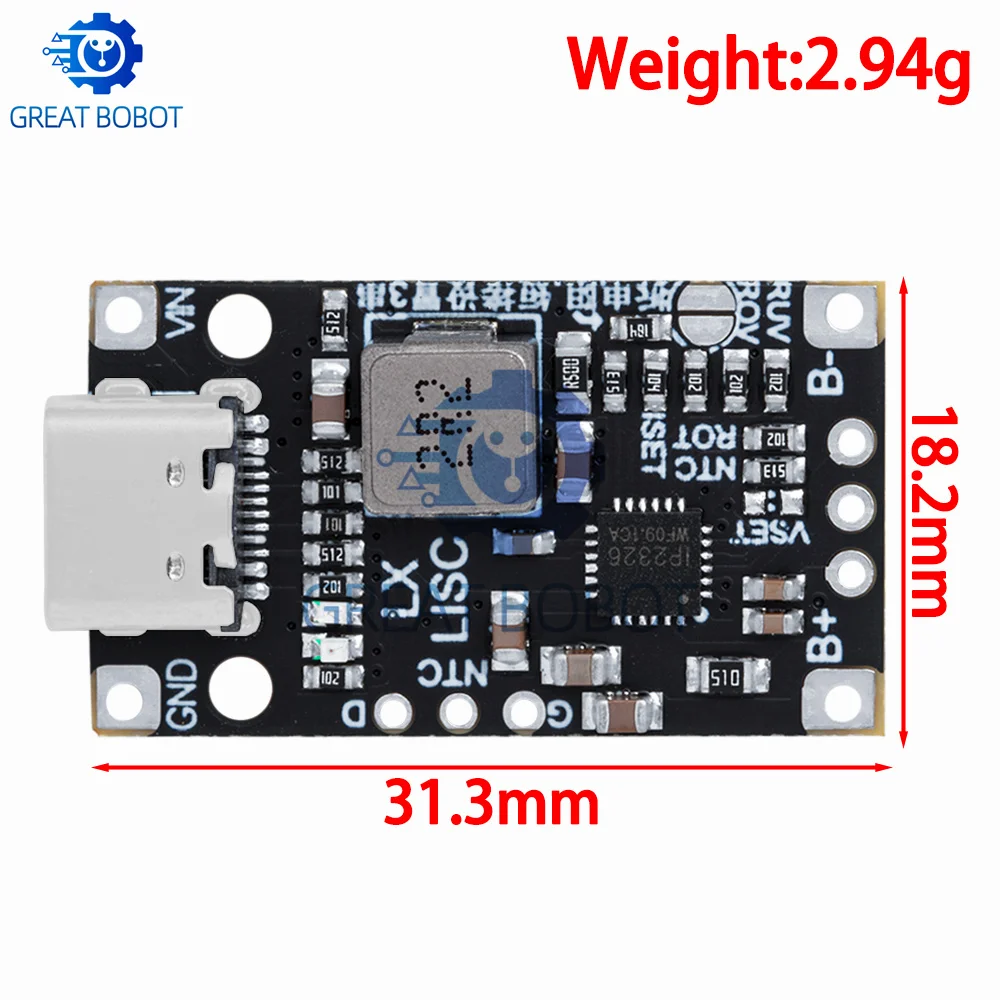 BS Type-C USB 2-3S BMS 15W 8.4V 12.6V 1.5A Lithium Battery Charging Module With Balanced Support Fast Charge With Indicator