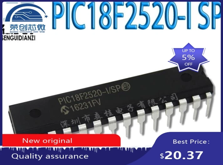 PIC18F2520-I/SP  PIC18F2520 18F2520 DIP28 5PCS  IC MCU 8BIT 32KB FLASH 28SDIP