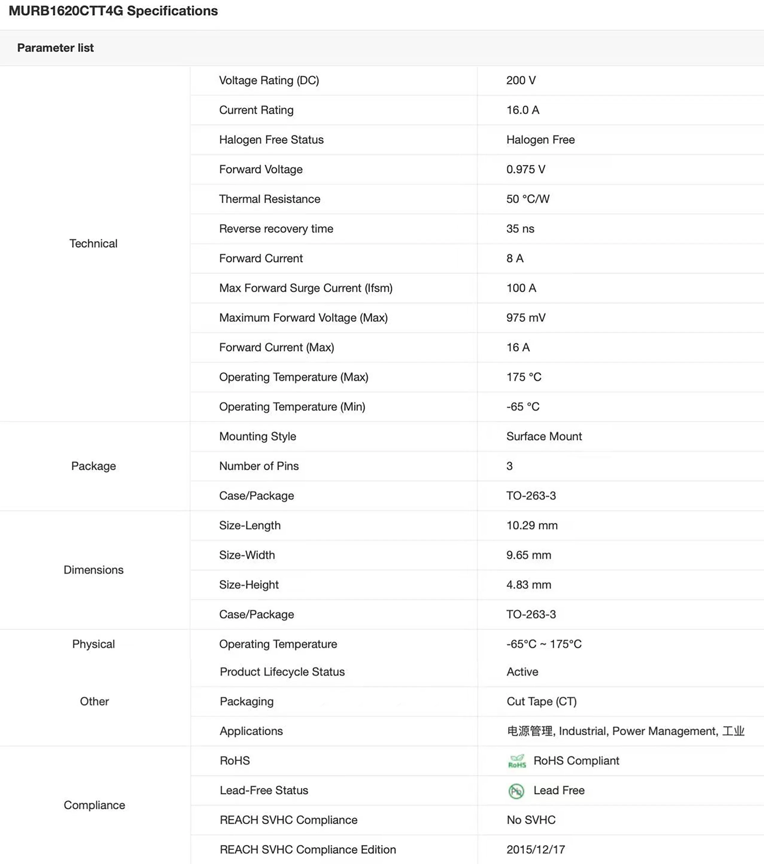 High Quality MURB1620CTT4G NRVUB1620CTT4G Marking U1620G TO-236-3 200V 8A Fast/Ultrafast Dual Common Cathode Diode In Stock