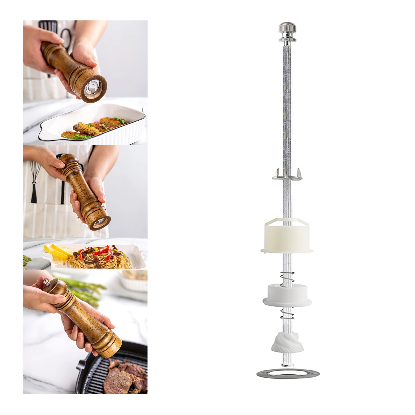 Aluminum Core w/ Pole Peppers Grinder Mill Parts Seasoning Pepper Grinders Adjustable Coarse Pepper Mill Parts Access Kitchen