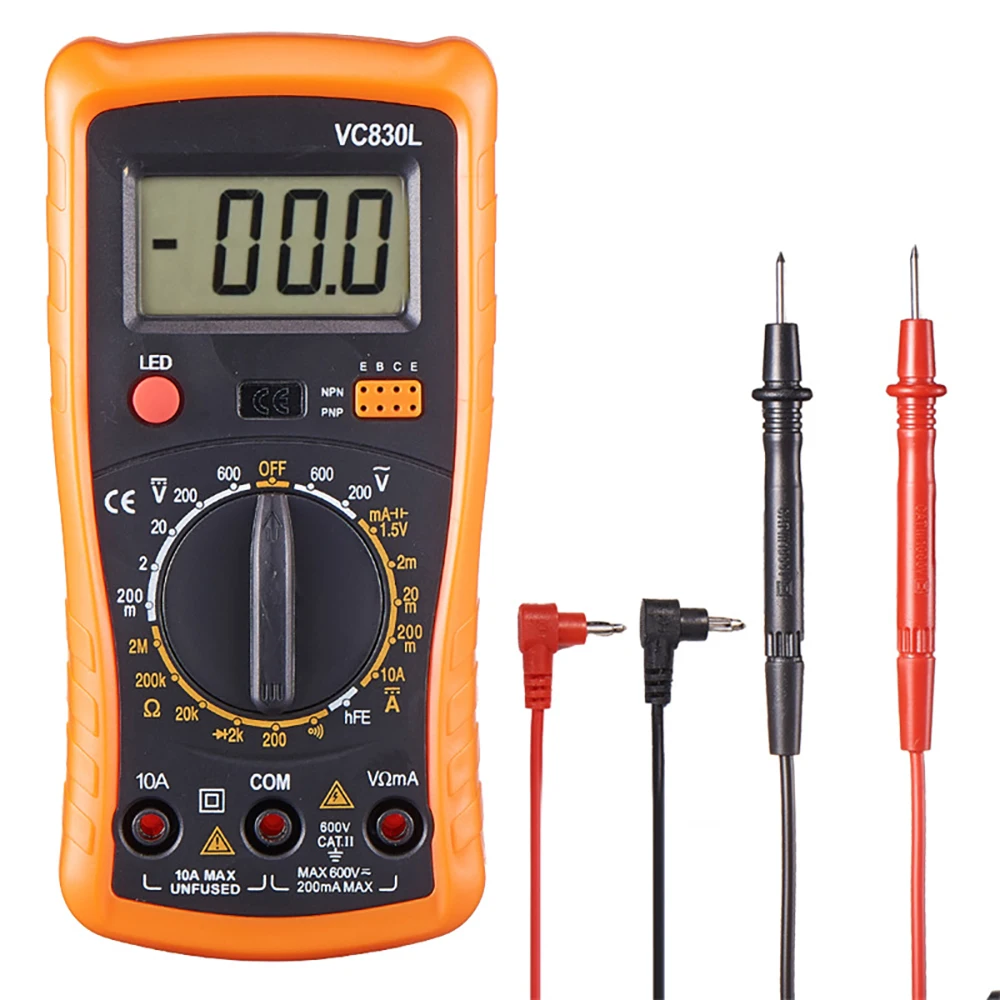 VC830L Digital Multimeter Handheld LCD Backlight Portable AC/DC Ammeter Voltmeter Ohm Voltage Tester Meter Multimetro