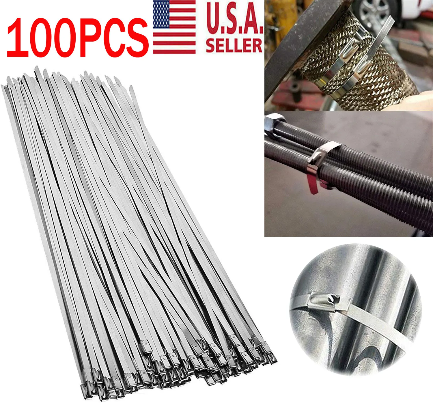 

10 s Stainless Steel Cable Ties Heavy Duty Metal Straps Corrosion Resistant High Temperature Industrial Use