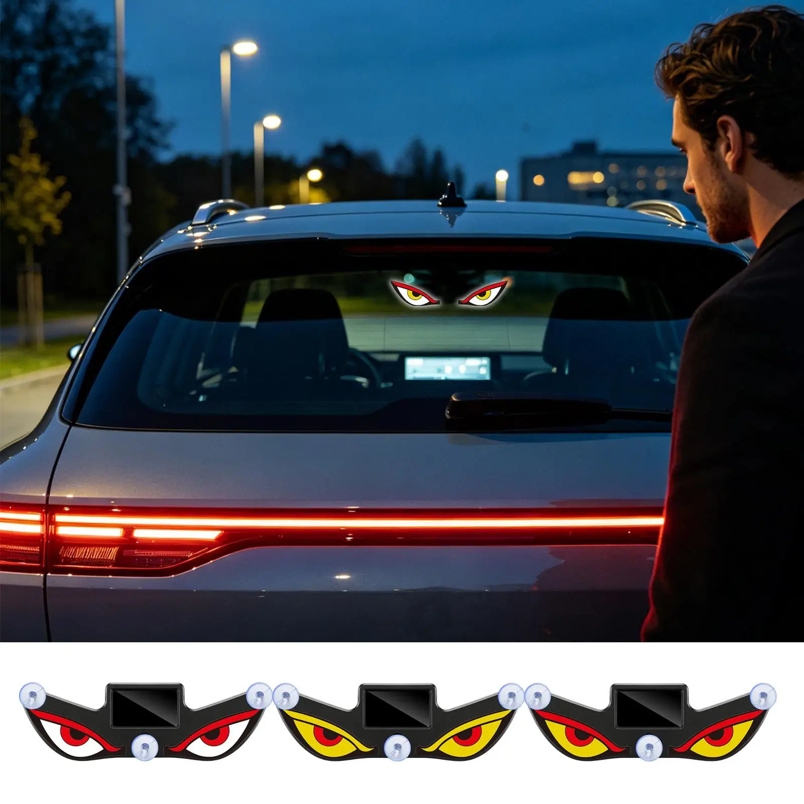 Solar LED Eye Shape Light Waterproof Universal, Windshield Mount Decor Lamp, Front Rear Use for RV Motorcycle SUV Car view 3