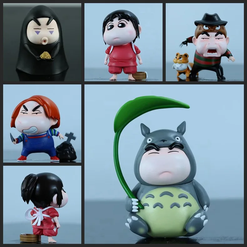 

Shinchan COS Spirited Away No Face Totoro Freddy Chucky Action Figure Boxed
