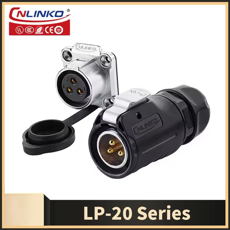 

Cnlinko LP20 2 3 4pin Industrial IP67 Waterproof Plug Socket Power Cable Connector for Aviation Solar LED Display Adapter