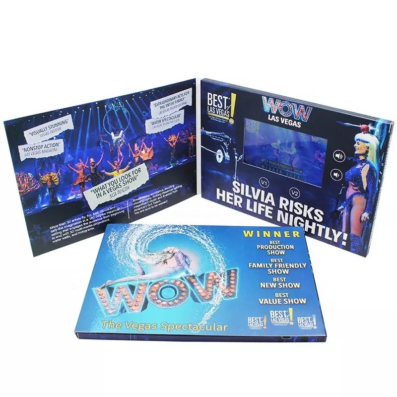 custom.LCD Video Mailer Booklet Postcard Folder / Digital Video Book with Lcd Screen / inch Lcd Video Brochure Card for Advert