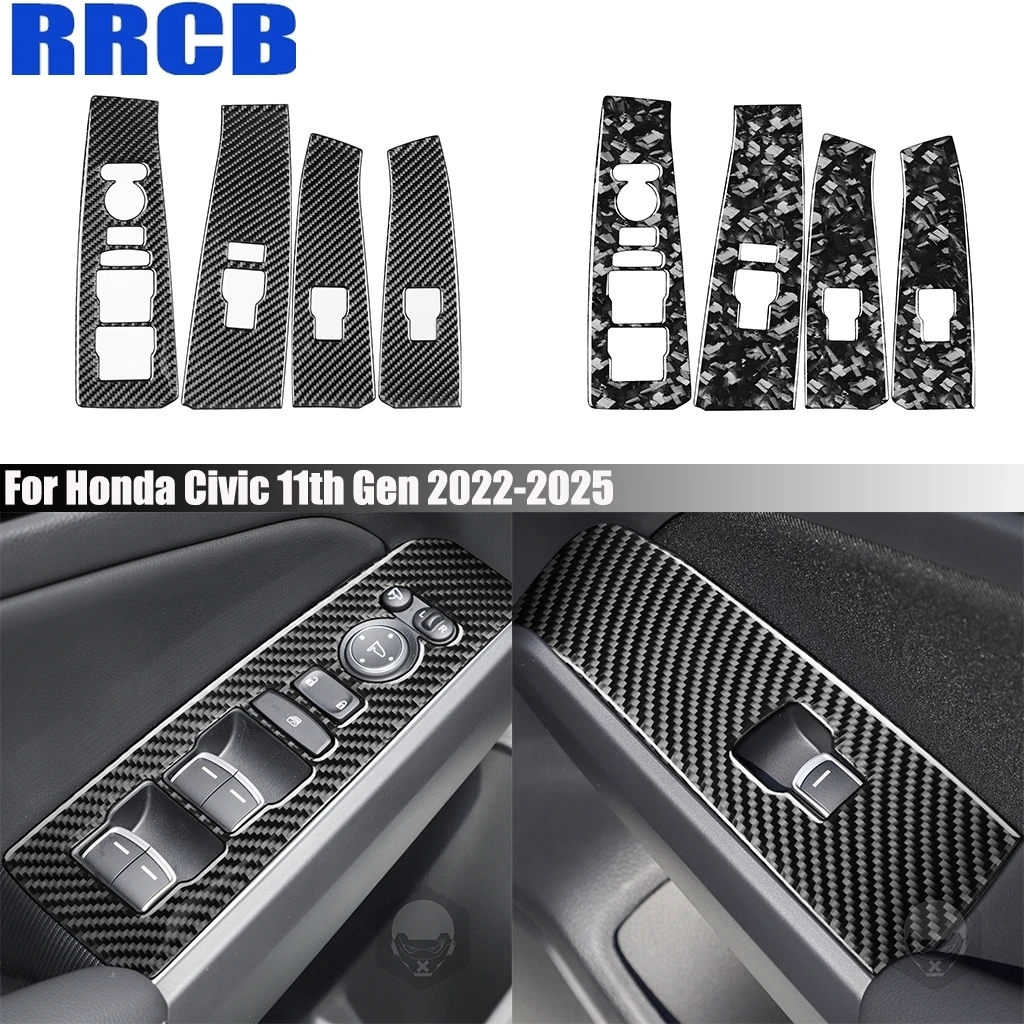 

Автомобильные аксессуары из углеродного волокна, оконный подъемник, дверной замок, внутренняя крышка, наклейки, отделка для Honda Civic 11th Gen 2022 2023 2024 2025