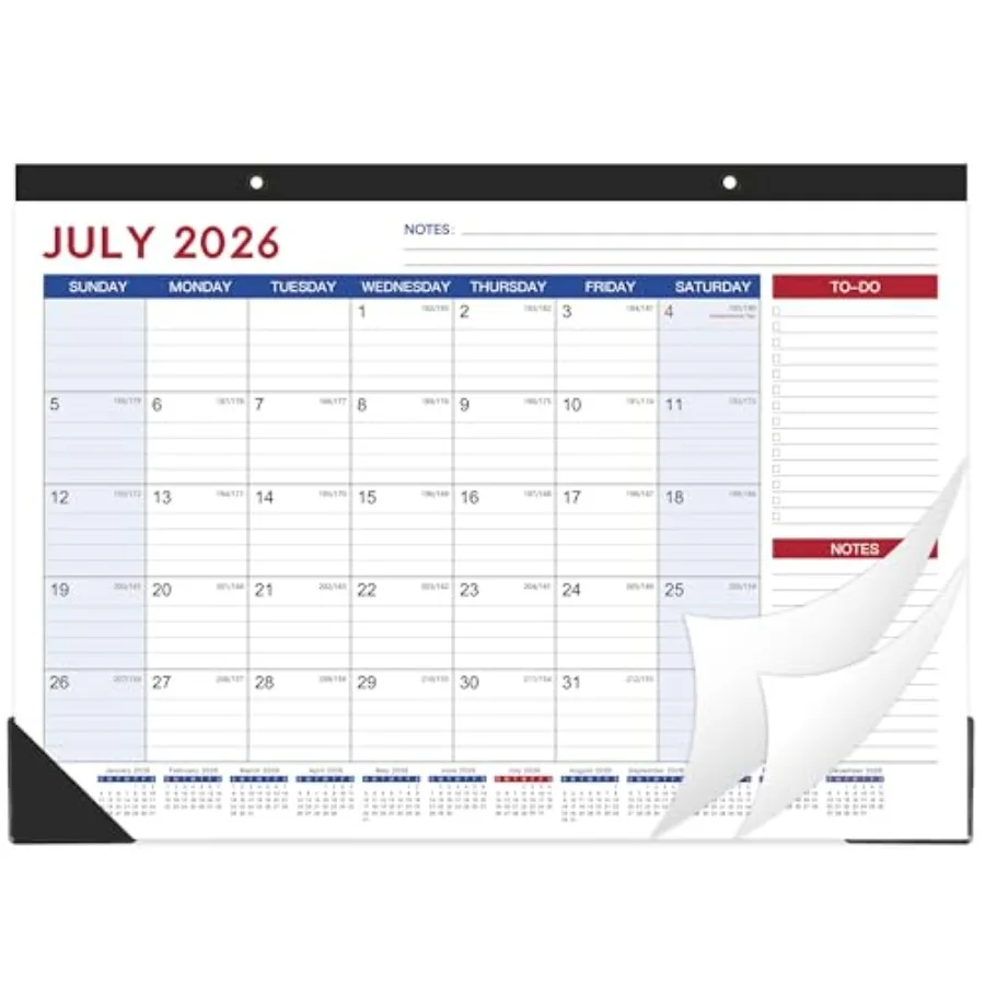 

Настольный календарь 2026-2027 - июль 2026 - декабрь 2027, 17 x 12 дюймов, календарь на 18 месяцев, настольный календарь-подставка, элегантный дизайн