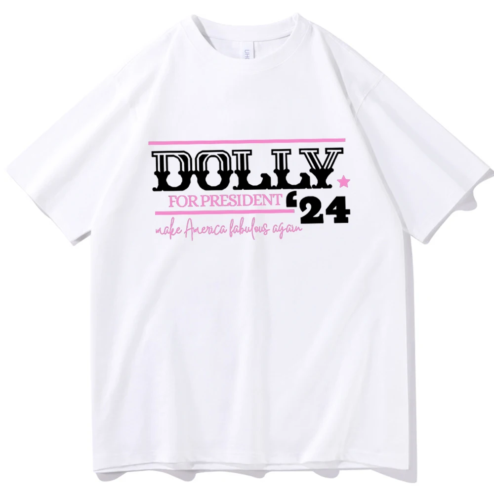 Dolly for President 2024 Shirt Dolly Parton Shirt Dolly Parton Merch Gift for Dolly Parton Fan O-Neck Short Sleeve Shirts