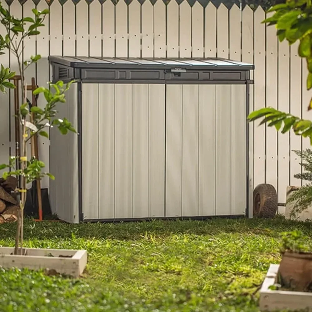 

-Outdoor Equipment Storage Shed Patio Furniture For Garden Use And Garbage Can Storage