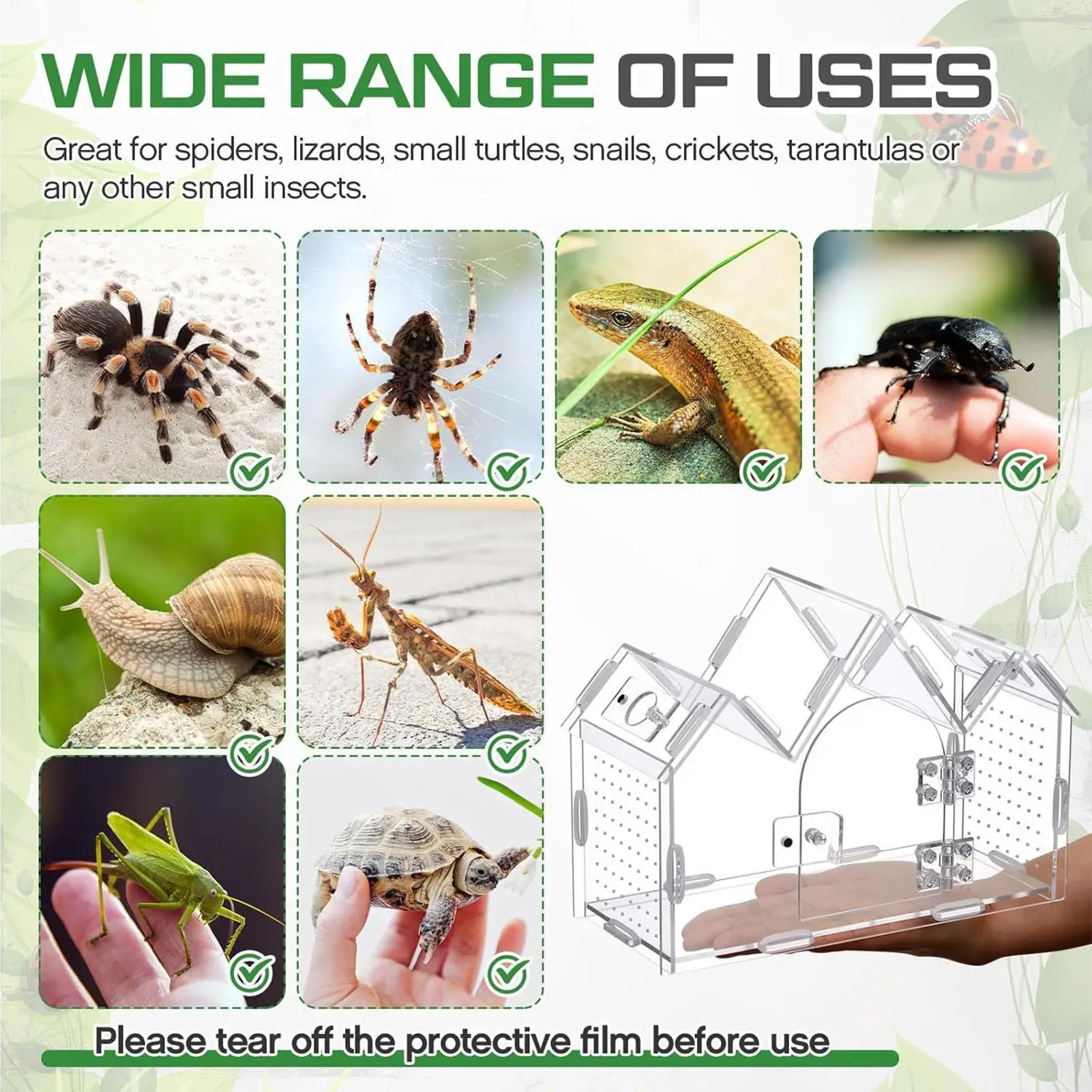 Spider Enclosure Clear Acrylic Terrarium Box With Magnetic Doors Jumping Spider Enclosures For Mantis Reptile Snake Gecko view 3