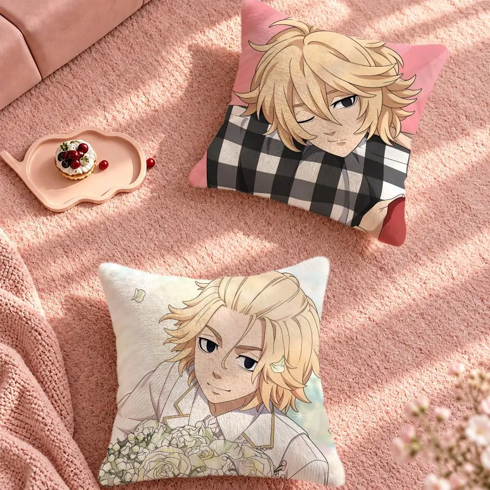Anime Tokyo Revengers Mikey Cushion Cover Cute Cartoon Throw Pillow Cover Soft Plush Cushion Cover Sofa Bedroom Home Decor