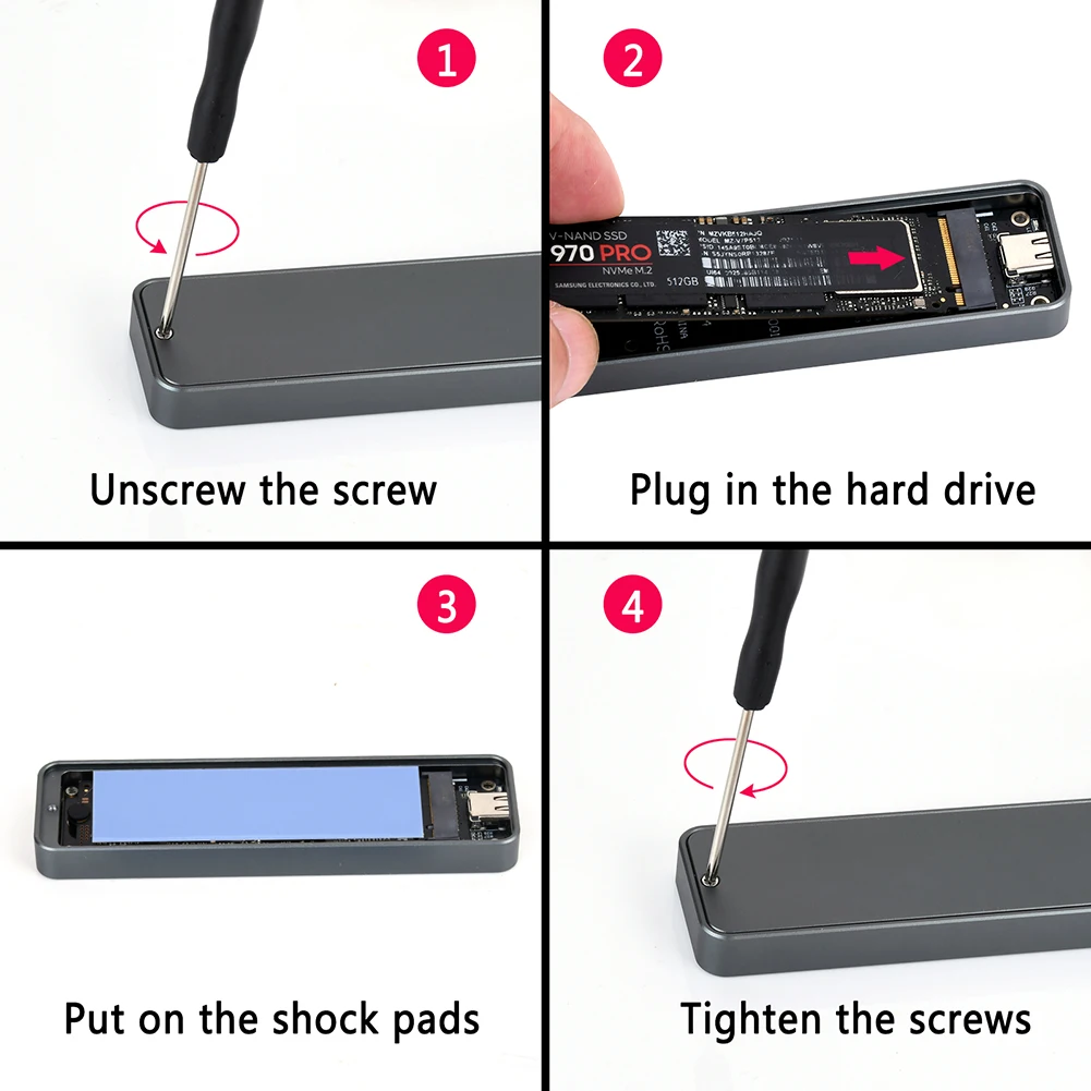 Твердотельный накопитель M.2 NVMe SSD корпус USB3.2 GEN2 * 2 20 Гбит/с M.2 SSD корпус макс. 4 ТБ для ПК ноутбука