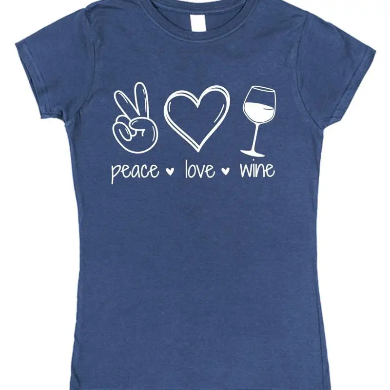 

Peace Love Wine T Shir For Lover Funny Slogan Wino Shirt