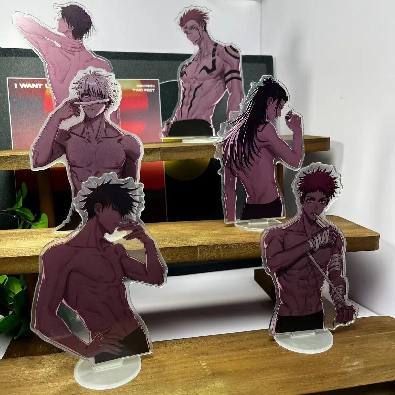 Figura de Anime Jujutsu Kaisen, Gojō Satoru, Adorno de Músculo Abdominal, Soporte Acrílico, Regalo Original, Acrílico Hecho a Mano, Dibujos Animados