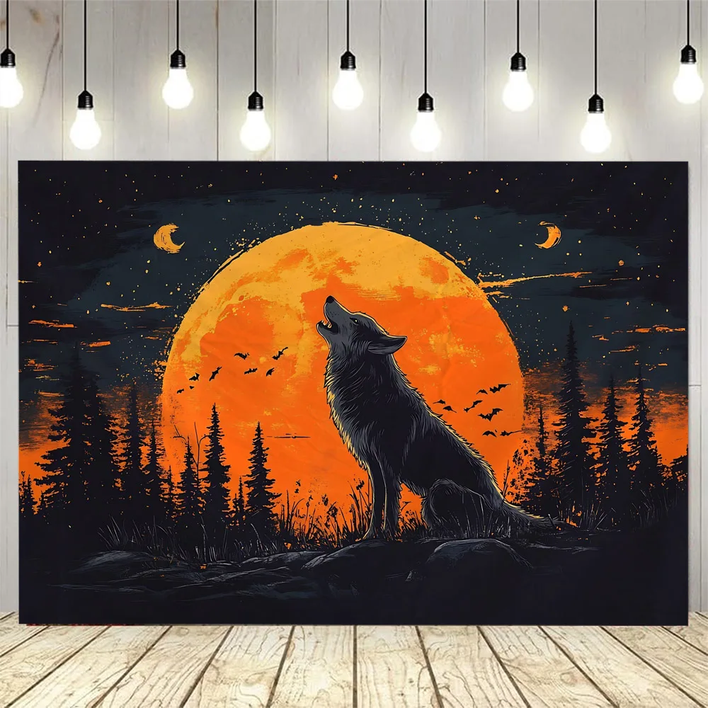 

Starry Sky Wolf Moon Tapestry Cartoon Home Decoration Lion Elephant Leopard Animal Art Wall Hanging Background Poster