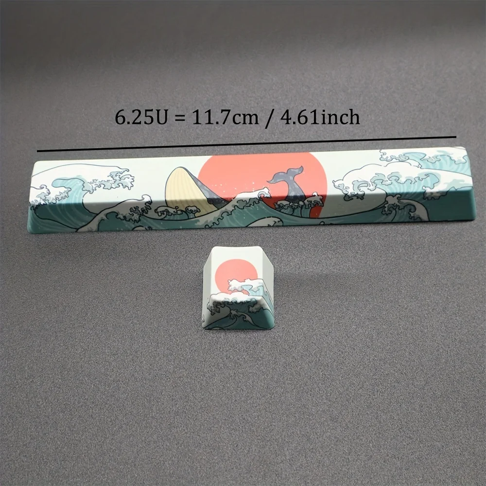 2 Pcs Esc + Space Bar Coral Sea Keycap OEM Height Pbt Cherry Sub - 6.25u Key For Diy Mechanical Keyboard