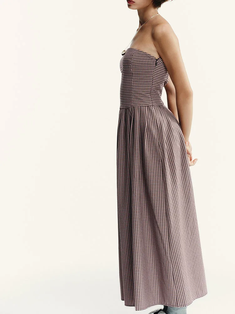 Nieuwe herfst Faion dames slim fit geruite tube Dr taille cinching Ele Miao etnische Sle Dr