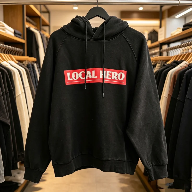 Local Hero Red Box Print Label MARTINE ROSE Hoodie Men Women Black Drawstring Loose High Quality Fabric Pullovers Sweatshirts