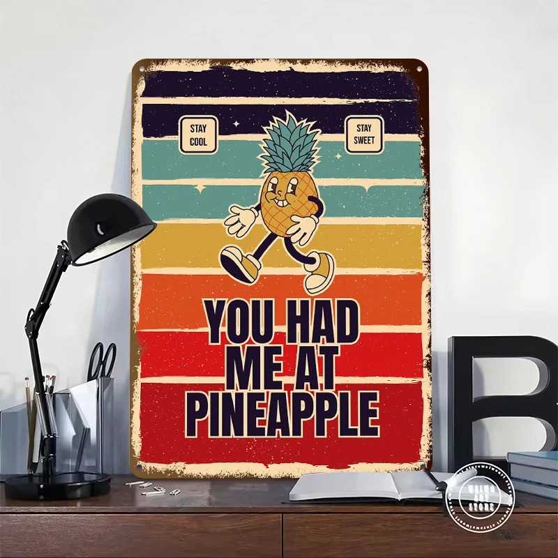 Pineapple Retro Design Tinplate Poster Custom Wall Art Vintage Metal Signs Retro Tin Plaque for Decoration At Home Decor Items
