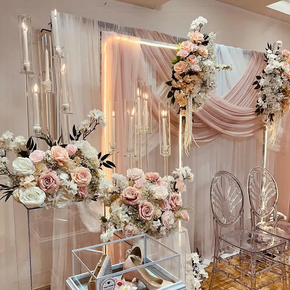 Hurtowe luksusowe, szyte na miarę białe zasłony, tła i kurtyny do dekoracji ślubnych.