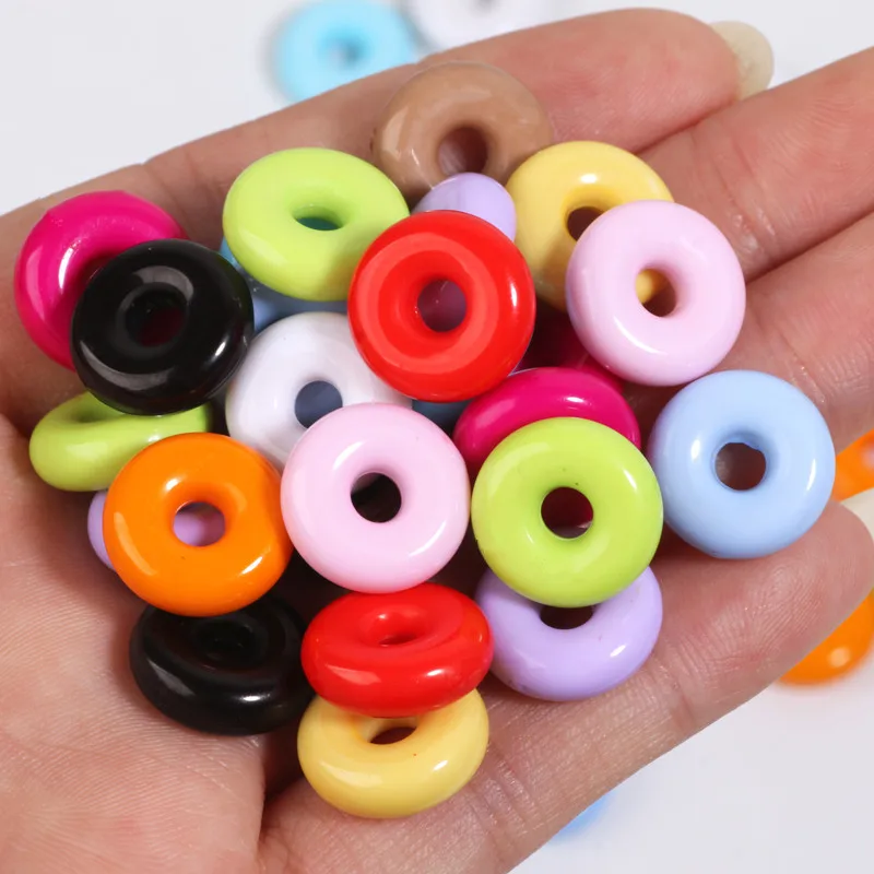 50 Stück 14 mm gemischte farbige Acryl-Schnallen-Kreisperlen, einzigartige lose Perlen für die Herstellung von DIY-Schmuck, Halsketten, Ohrringen, Zubehör
