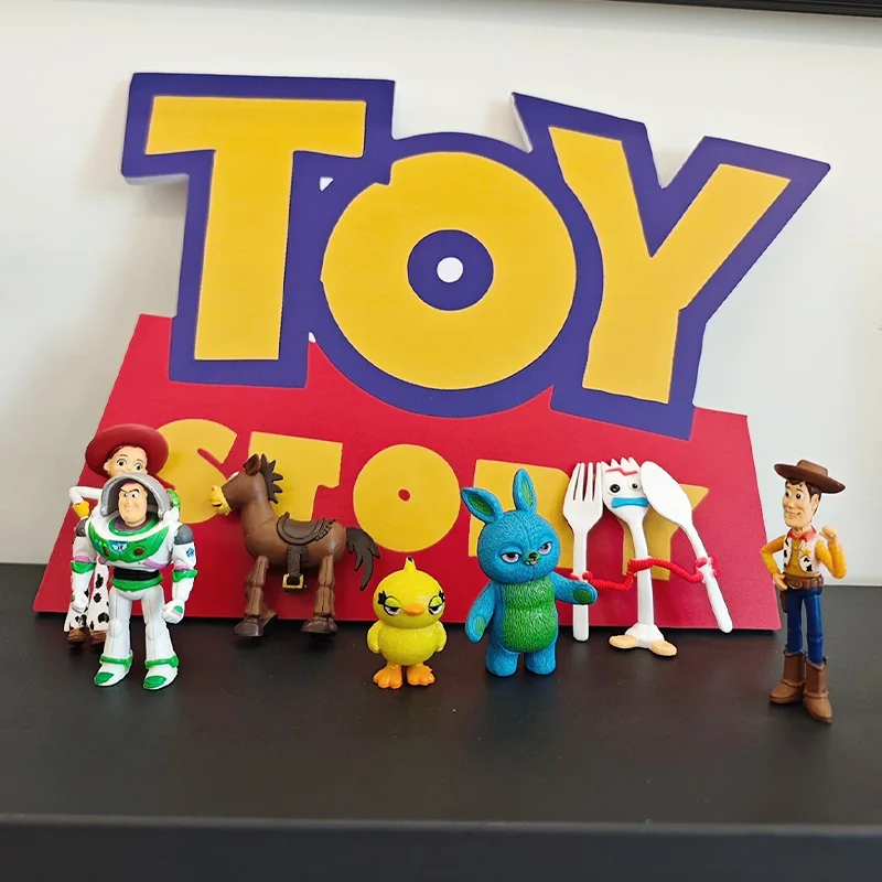 2023 Toy Story 7pcs Action Figure Toys Woody Jessie Buzz Lightyear Forky Pig Bear Figura Model Set Doll Figurine Birthday Gifts