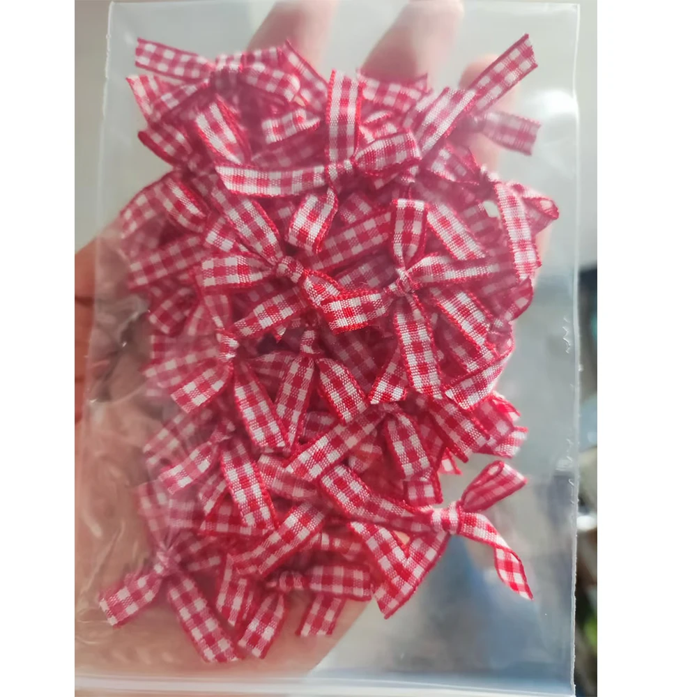

50/100Pcs 4x2.5cmMini Plaid Stain Ribbon Bow Sweet Color Bow For DIY Sewing Crafts Wedding Decoration Hairpin Garment Accessorie