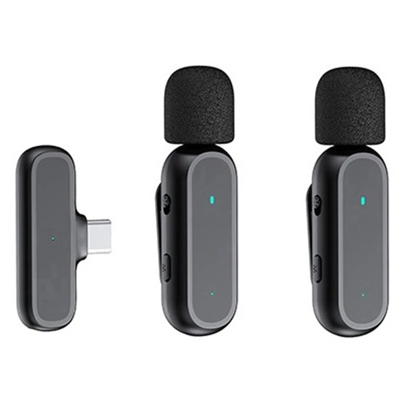 Drahtloses Lavalier-Mikrofon Typ C, Audio- und Videoaufzeichnung, HD-Rauschunterdrückungsmikrofon, eins für zwei Ladeversionen