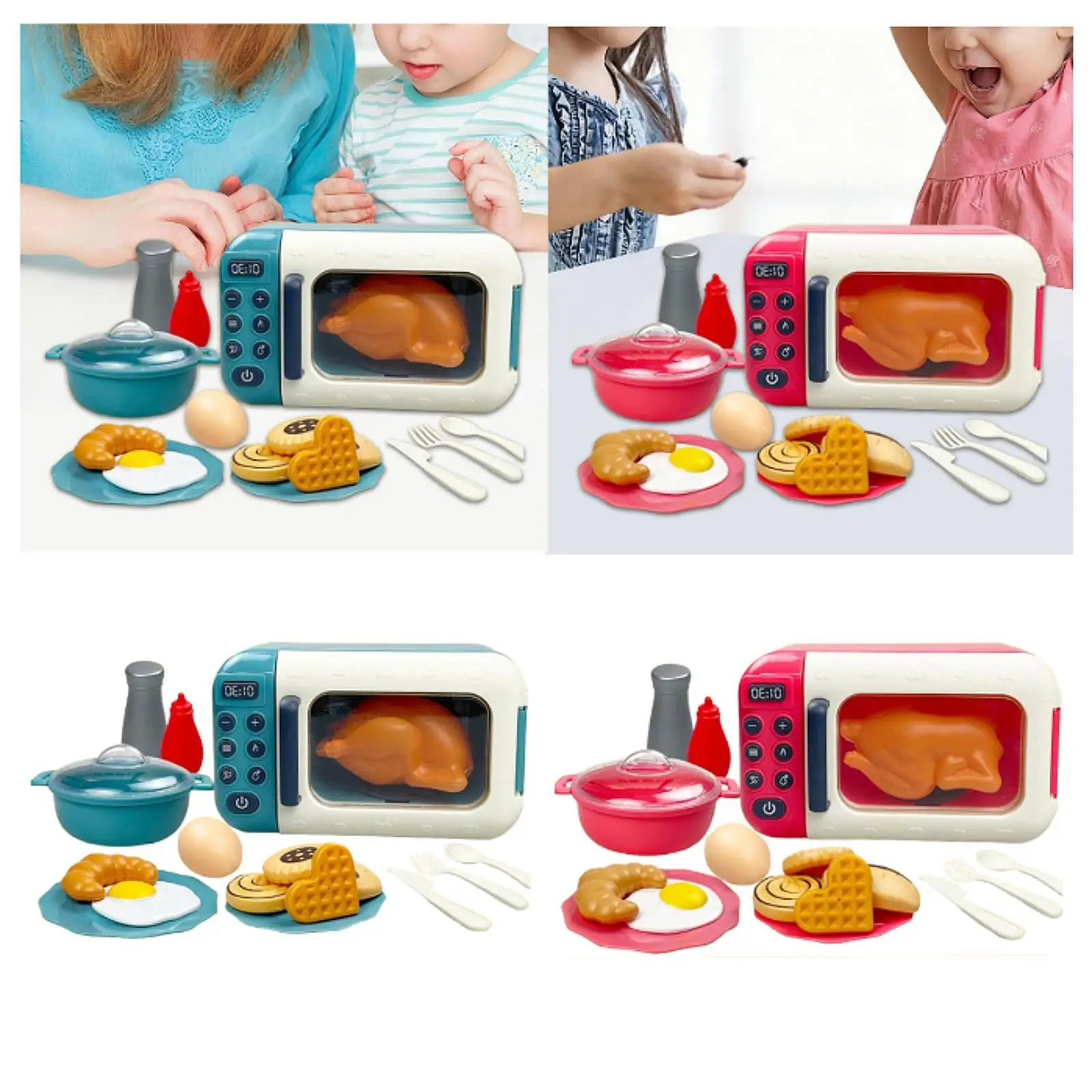 17x أطفال التظاهر اللعب الميكروويف أواني الطبخ هدايا التعلم ديكور تفاعلي اكسسوارات المطبخ لهدايا عيد الميلاد