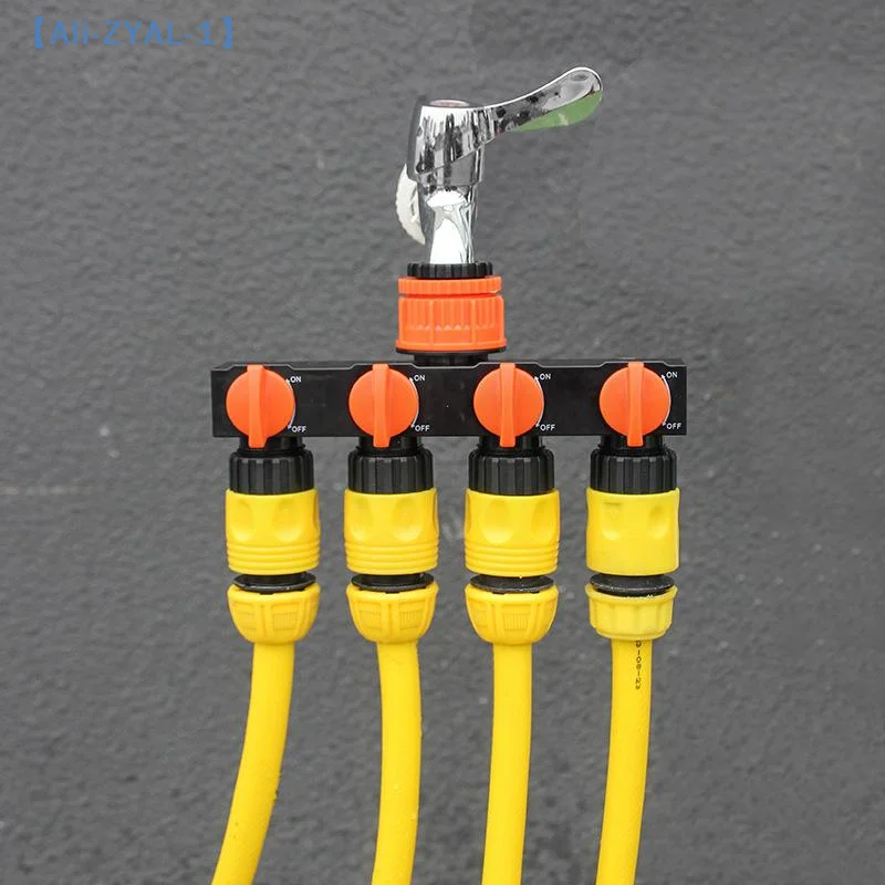 【ZYAL-1】Hose Pipe Splitter 4-Way Faucet Diverter Tap Hose Connector Splitter Four Independent Switches For Home Lawn Irrigation