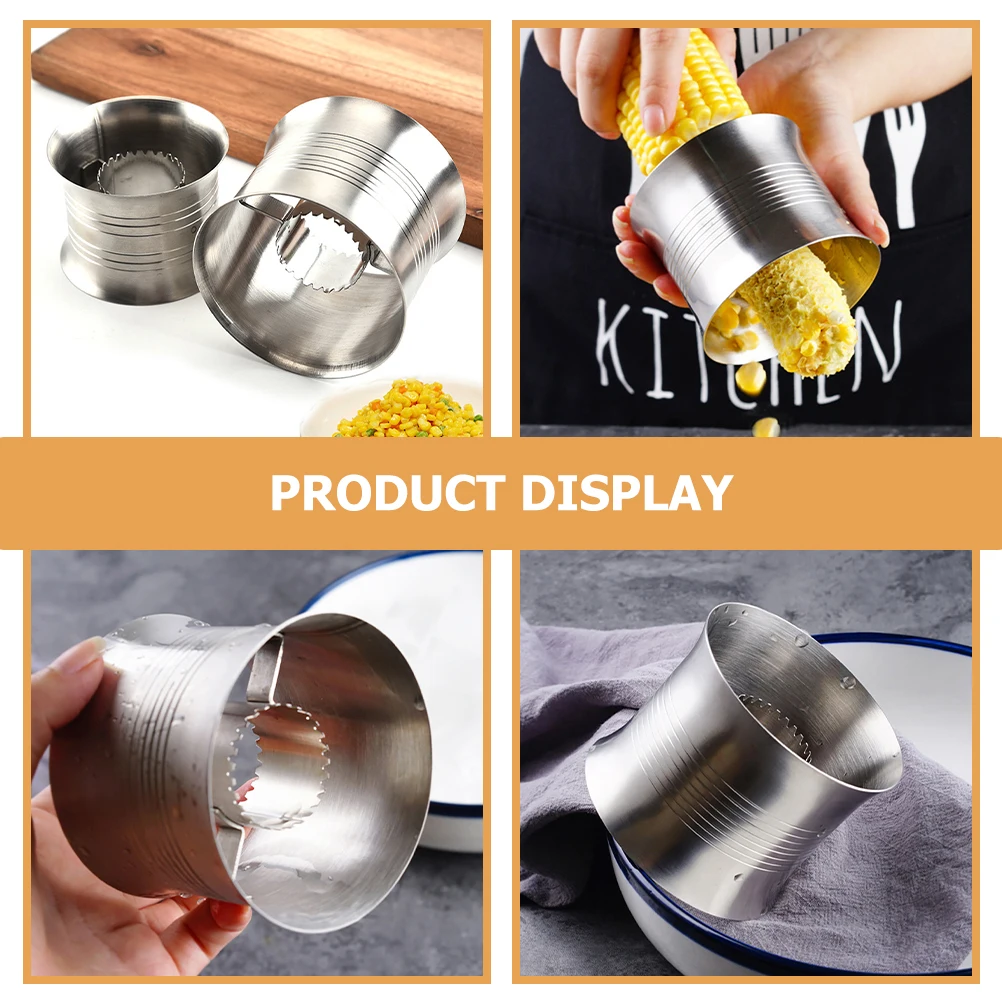 

2 Pcs Corn Stripper Stainless Steel Kitchen Tool Compact Lightweight Fast Safe Use Corn Peeler Stripping Device
