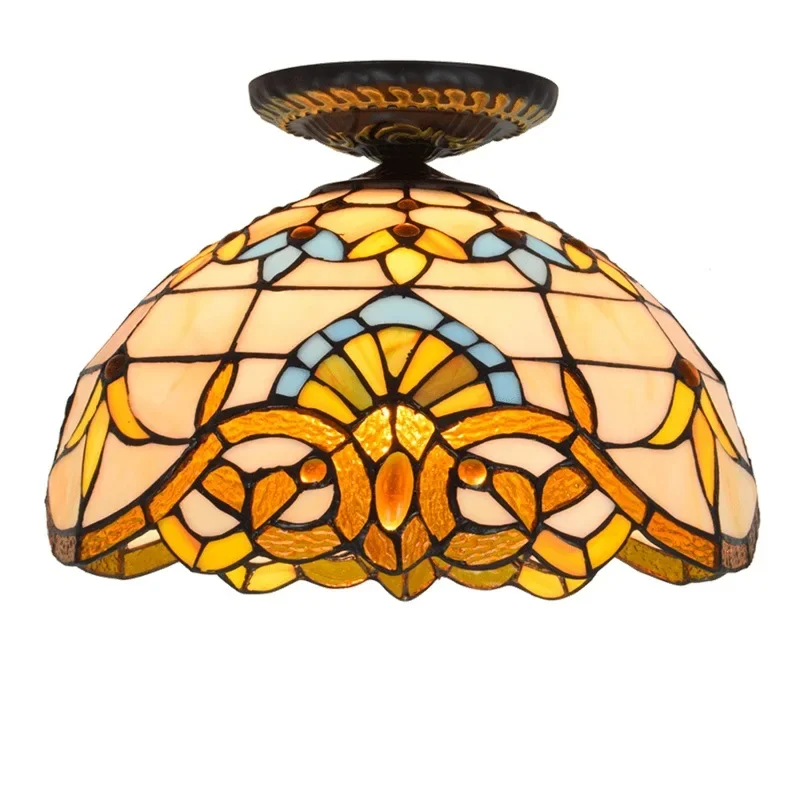 

30CM stained glass retro baroque dining room bedroom aisle hallway bathroom ceiling lamp