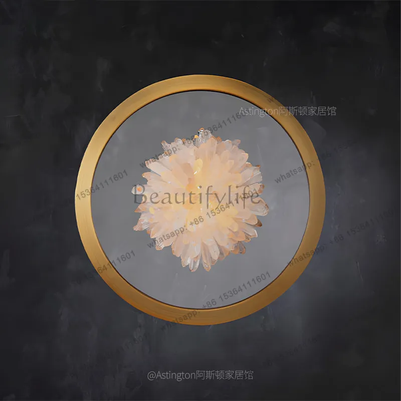 YJ European retro light luxury villa aisle natural rock crystal wall decoration can shine