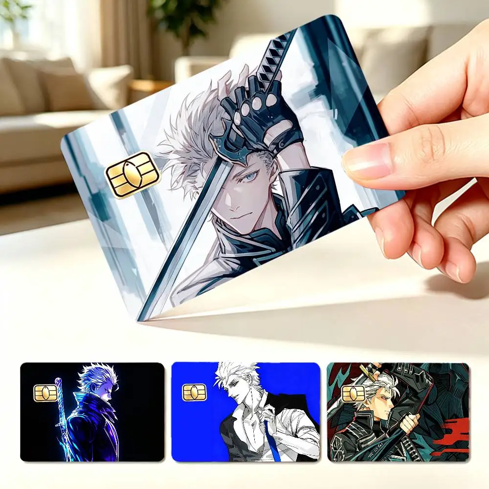 Game V-Vergil Devil May Cry  4pcs 1Set Card Stickers Small Waterproof Chip 4PCS Card Sticker Anti-Scratch