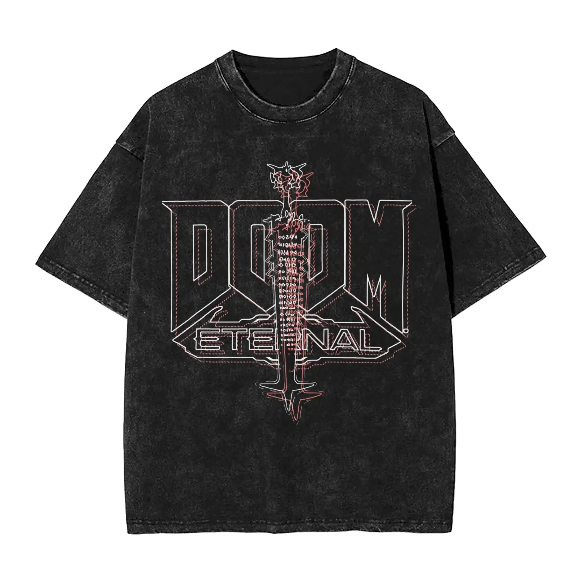 Dark Game Washed Oversized T Shirt Streetwear Y2k Doomguy Dooms Eternal Slayer Cacodemon Tees Men Women Cotton Graphic Printed