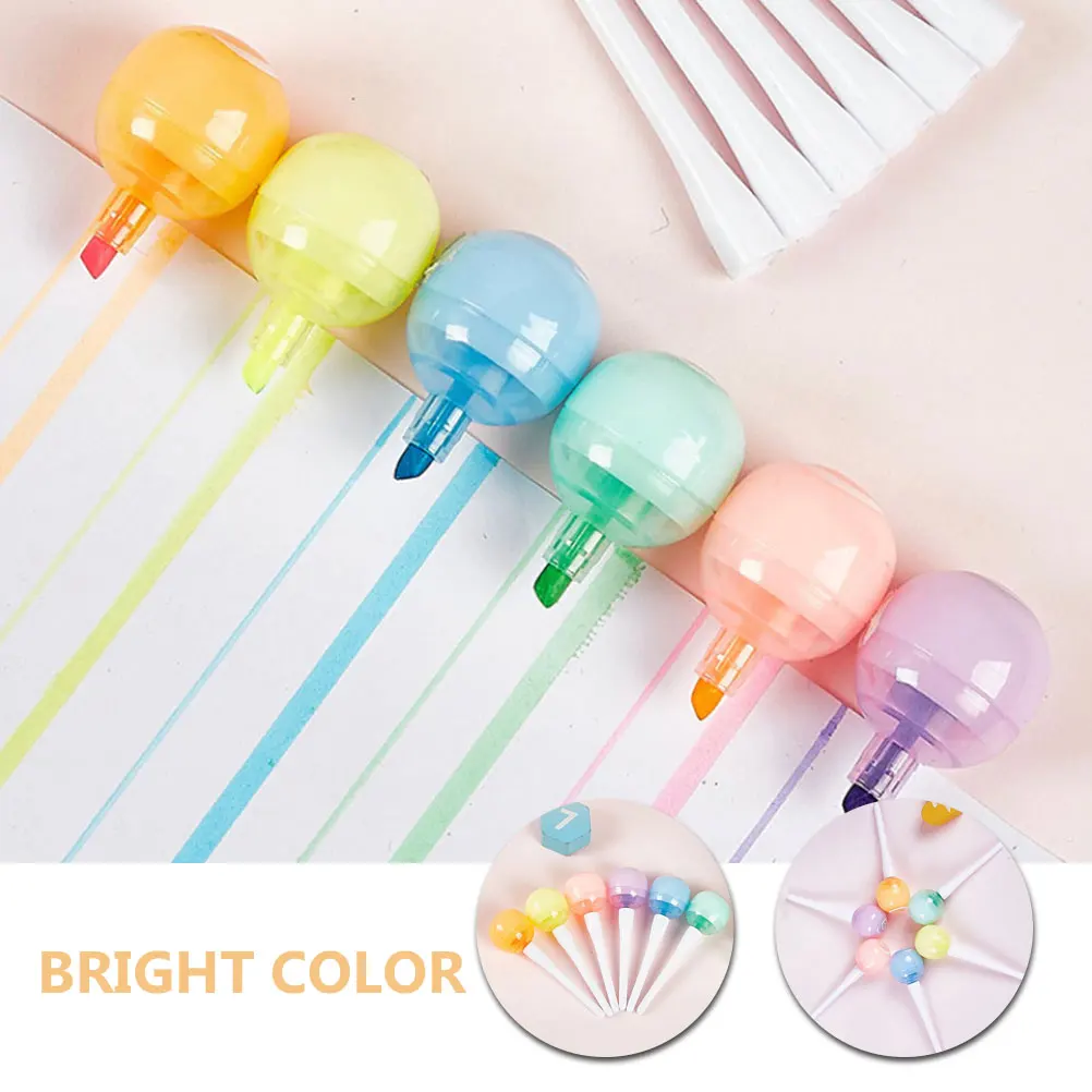 

6 Pcs Mini Highlighters Lollipop Highlighter Pen Pen Mini Markers Candy Shaped Note Pens BookMarkers Students Kids