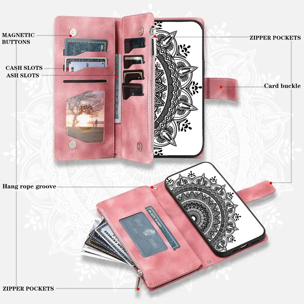 Zipper Wallet Book Coque for Samsung Galaxy A06 A16 A35 A55 5G 2024 Luxury Case Samsung A54 A34 A14 A04S A05S A15 A 55 54 06 16