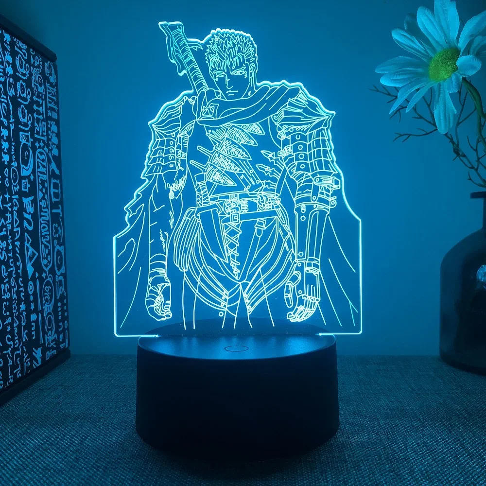 Anime Led Light Berserk Guts Figure for Bedroom Decorative Night Light Birthday Gift Kids Room 3d Table Lamp Manga Berserk