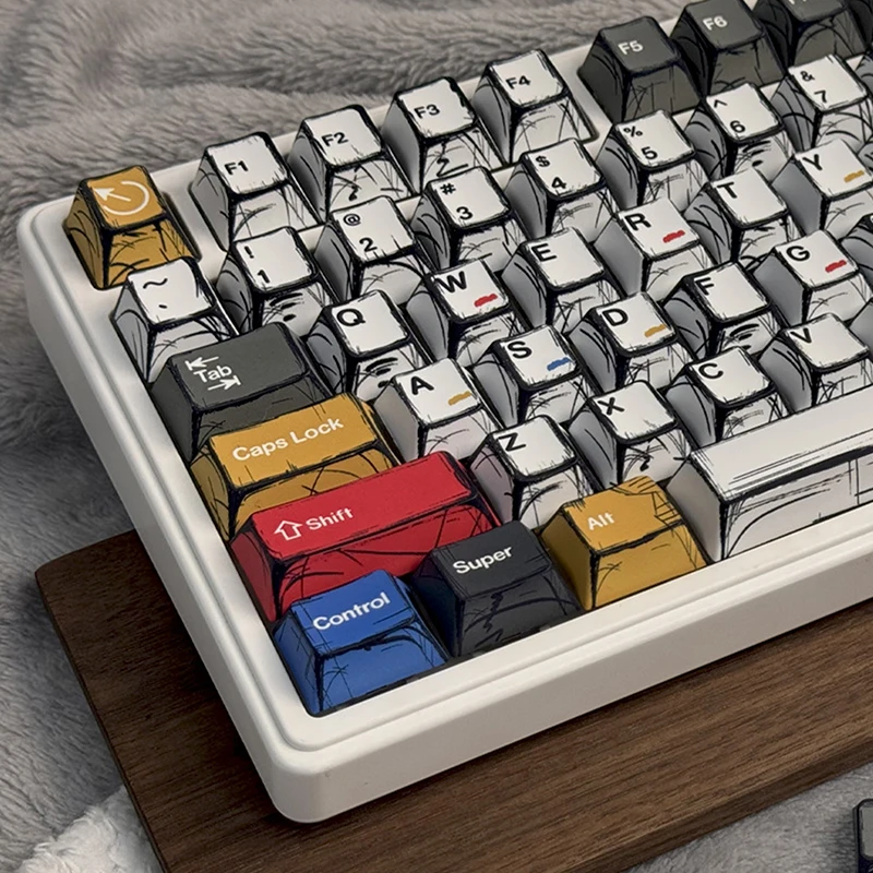 

PBT Comic Style Keycaps Cherry Profile Complete Set 136 Keys Keycaps Suitable For Gaming Mechanical Keyboard Cherry MX Switches