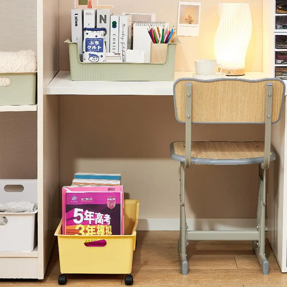 

Sturdy Desktop Storage Box Space-saving Bottom Scroll Wheel Sturdy Structure Sundries Storage Basket Household Supplies