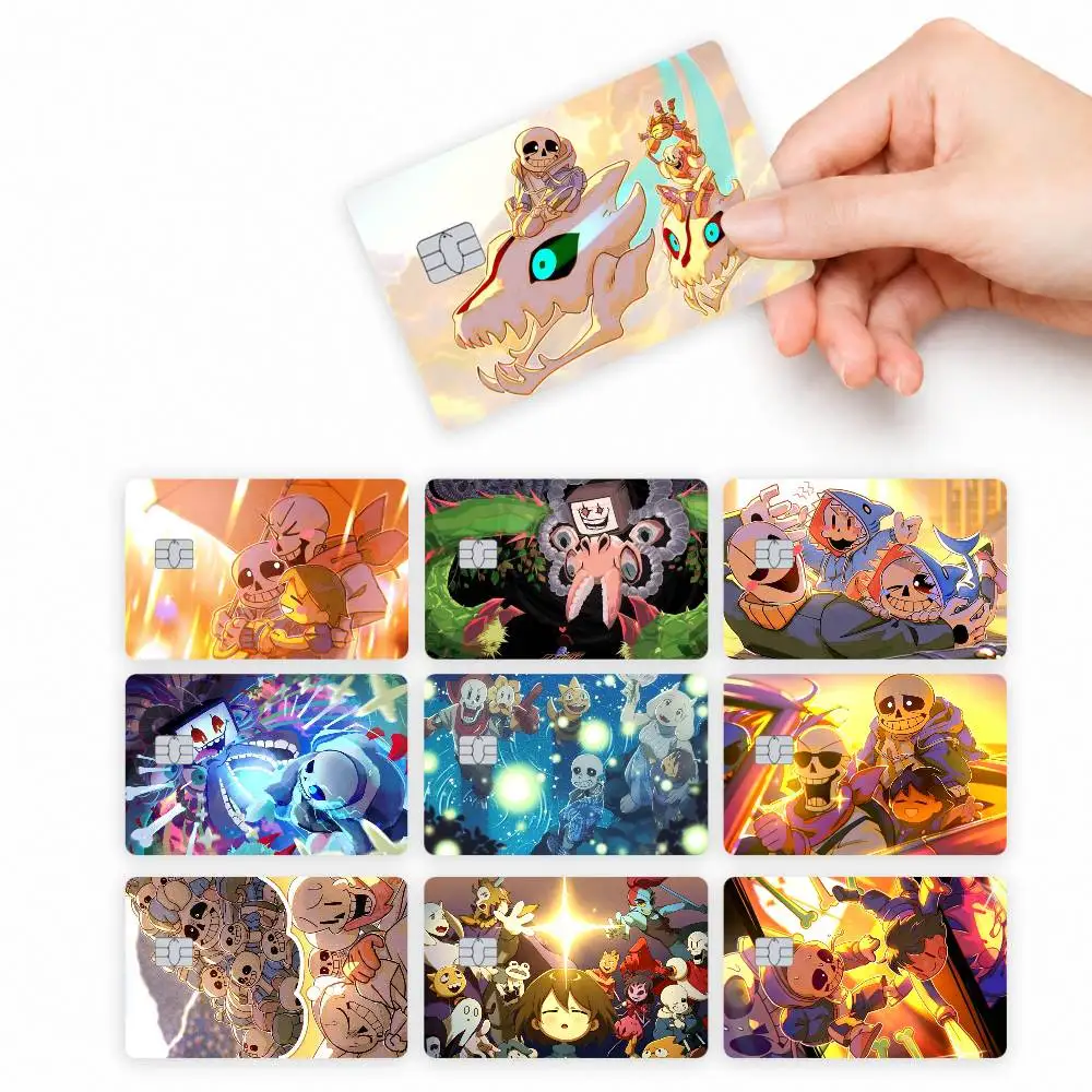 Cartoon U-Undertale  4pcs Credit Card Skin Stickers Suitable for Bank  Transit Pass Decorative Cover