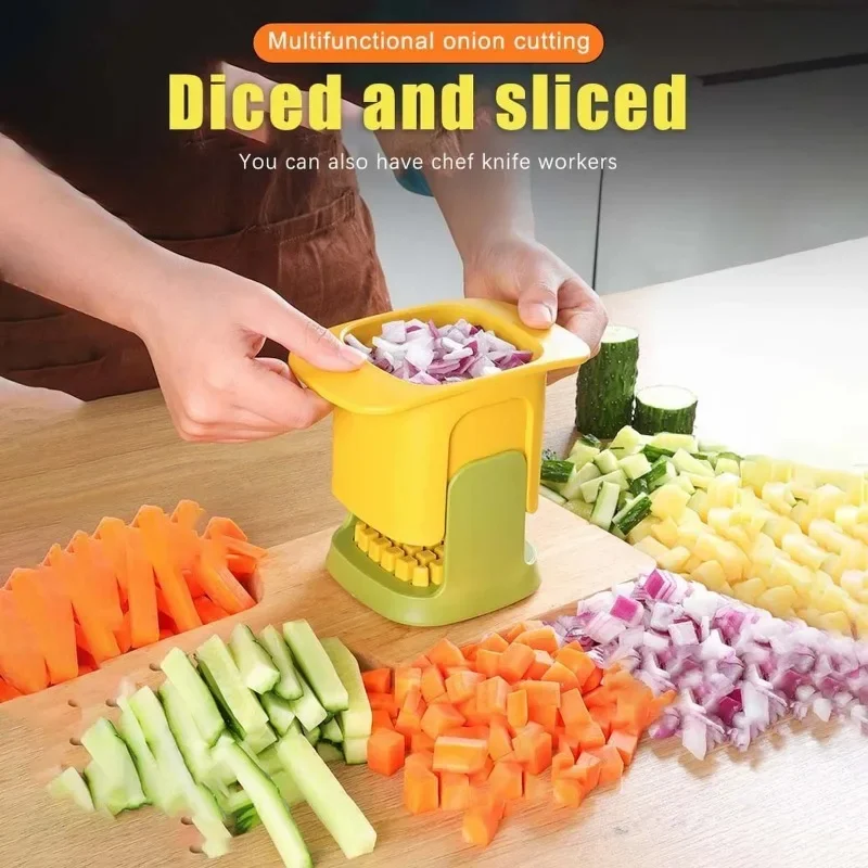 2-in-1 Vegetable Chopper Dicing Slitting Tool Hand Pressure Potato Carrot Onion Dicer Slicer Chopper Chips Cutting Box Gadgets image 3