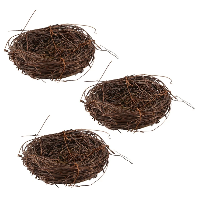 3X Handmade Vine Twig Bird Nest Home Nature Craft Holiday For Photo Garden Decor