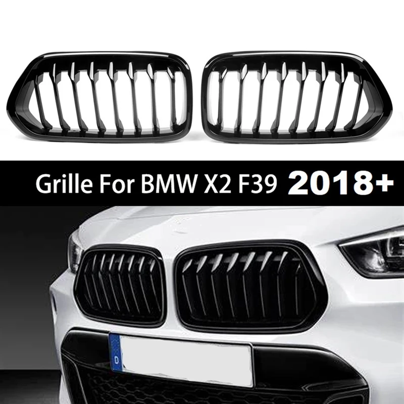 Black Front Bumper Kidney Single Line Grill For-BMW F39 X2 M35I Xdrive20d Xdrive28i Sdrive20i 2018-2020 Racing Grills