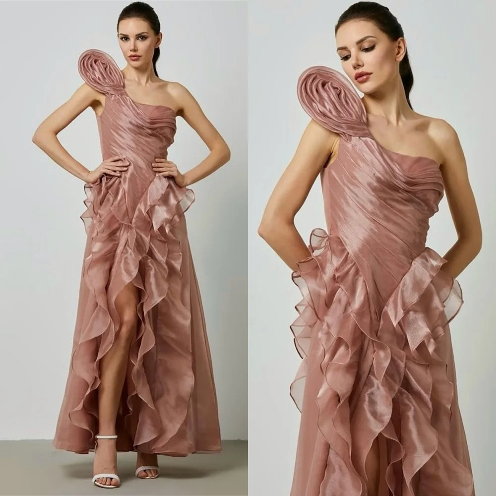 

Customized Luxury Organza Evening Dresses High Quality One Shoulder Sleeveless Homecoming Dresses Temperament Prom Dress