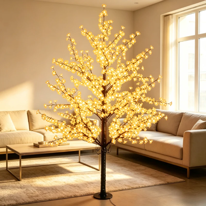 Creative Biomimetic Cherry Blossom Tree Floor Lamps Colorful LED Lights Fixture Garden Waterproof Landscape Simulation Luminous