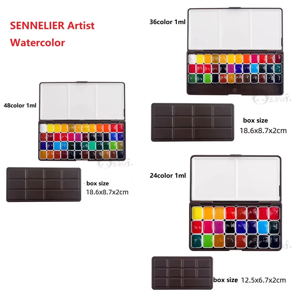 

SENNELIER Artist Watercolor Paint Solid Pixel 24/36/48/98 Color Professional Acuarela Palette Beginner Drawing Art Supplies